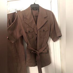 Brown linen pant suit